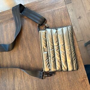 THINK ROYLN Gold and Black Quilted Crossbody Bag